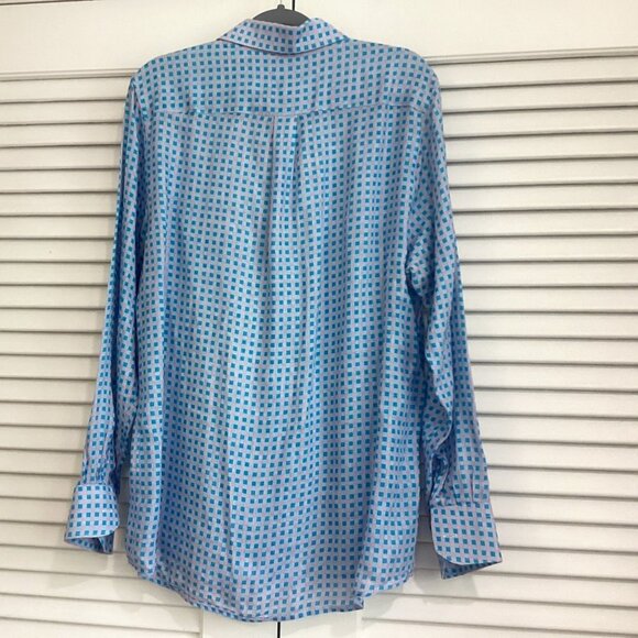 michael's Men's 100% Linen Shirt Made in USA size L pink blue check prints - Picture 2 of 11